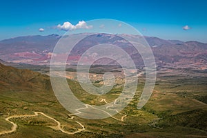 High view of Valley at Quebrada de Humahuaca - Humahuaca, Jujuy, Argentina