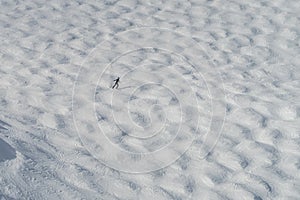 High views of a mogul run in the winter