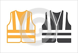 High visibility jacket symbol. Protective safety clothing with reflective stripes