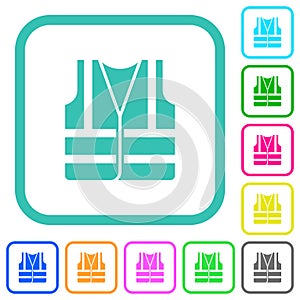 High visibility safety vest vivid colored flat icons