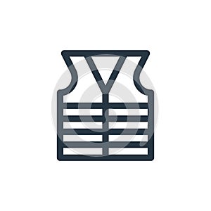 high visibility vest vector icon isolated on white background. Outline, thin line high visibility vest icon for website design and