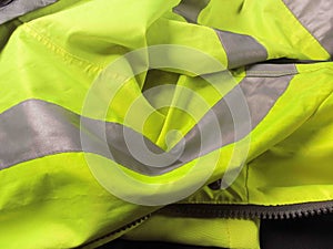High visibility yellow jacket as background