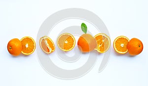 High vitamin C, Juicy and sweet. Fresh orange fruit  on white
