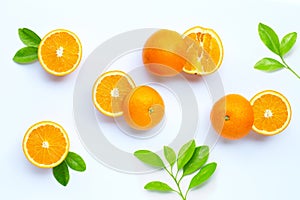 High vitamin C, Juicy and sweet. Fresh orange fruit  on white