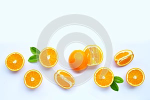 High vitamin C, Juicy and sweet. Fresh orange fruit  on white