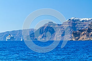 High volcanic cliff of Santorini island