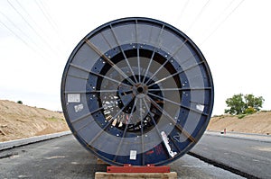 High voltage cable reels road construction