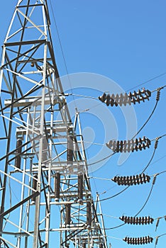 High voltage ceramic electrical insulators at a power station