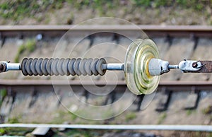 High-voltage ceramic insulator on railway