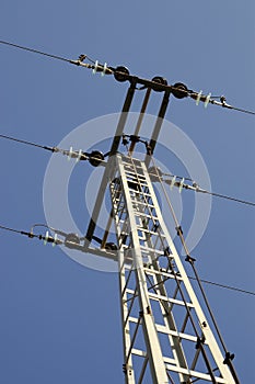 High voltage electric tower with sky in the background photo