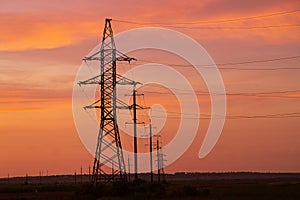 high voltage electric wires and power grids photo