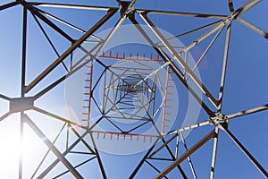High voltage electrical pole structure.