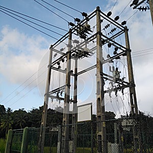 High voltage Electricity power supply distribution station at rural area in Sri Lanka