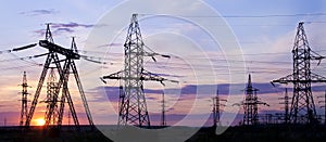 High voltage electricity pylon photo