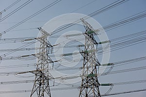 High voltage electricity towers and power lines