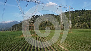 High Voltage electricity transmission lines in Chilliwack British Columbia Canada