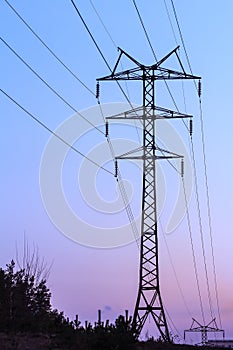 High voltage electricity transmission tower