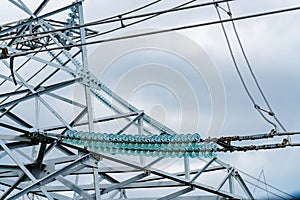 High voltage engineering industry. Metal construction for transmissing electricity.