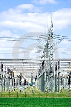 High voltage grid substation, substation gas insulated switchgear, high voltage substation