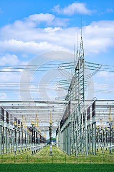 High voltage grid substation, substation gas insulated switchgear, high voltage substation