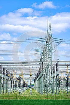 High voltage grid substation, substation gas insulated switchgear, high voltage substation