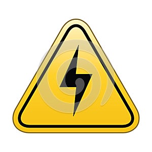 High voltage icon, danger vector symbol. Triangular icon of electricity isolated on the white background. Modern traffic signal st