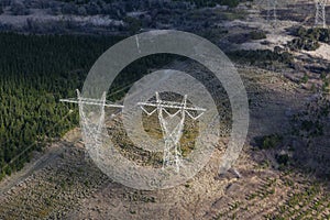 High Voltage Infrastructure Between Forest and Arid Land