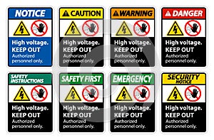 High Voltage Keep Out Sign Isolate On White Background,Vector Illustration EPS.10