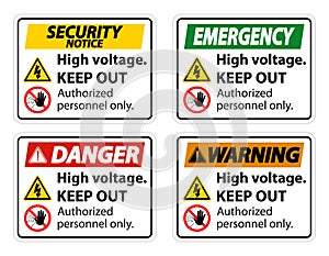 High Voltage Keep Out Sign Isolate On White Background,Vector Illustration EPS.10