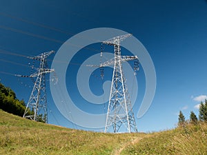 High voltage line in Hiadelske saddle in Nizke Tatry mountains