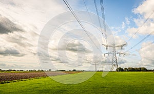 High voltage lines and pylons in the Netherlands