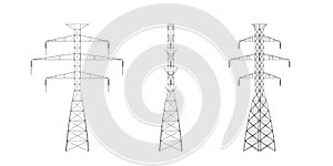 High voltage pole isolated on white background - 3d