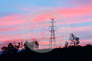 High voltage pole with twilight