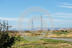 High voltage post,High voltage tower at blue nice sky - Palo Alto,  California, USA