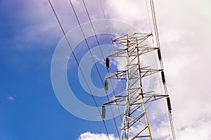 High voltage post High-voltage tower sky background