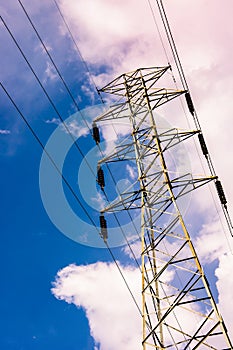 High voltage post High-voltage tower sky background