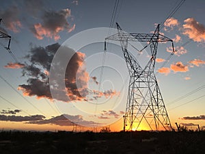 High voltage post.High-voltage tower sky background.