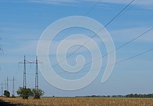 High voltage post,High voltage tower sky sunset background