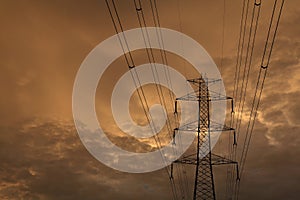 High voltage post sky background.
