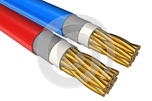 High voltage power cable close-up