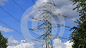 High voltage power line on an industrial power line.