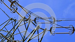 High voltage power line on an industrial power line.