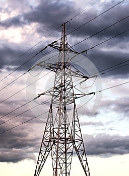 High voltage power line before a thunder-storm, Transmission line