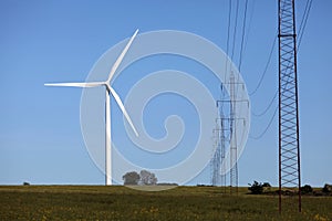 High voltage power line and a wind turbine