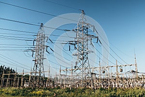 High voltage power lines and Electricity Power transformer station