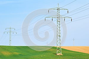 High voltage power lines and fields