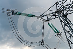 High voltage power lines and green insulators