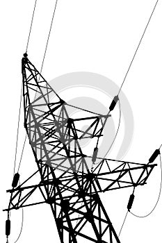 High voltage power lines and pylon.