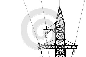 High voltage power lines and pylon.