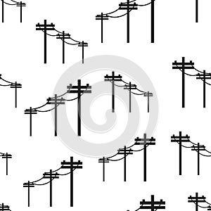 High voltage power lines seamless pattern background. Business f